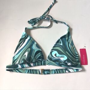 Bikini Top swirl whimsical teal pattern